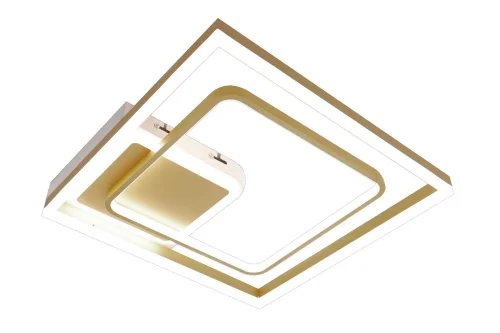 Люстра потолочная с пультом LED LAMPS 81309 Natali Kovaltseva золотая на 1 лампа, основание белое золотое в стиле хай-тек с пультом квадраты фото 2